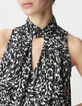 Schwarzes Top LENZING™ ECOVERO™ minimal Blumenprint Damen-4