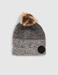 Bonnet gris chiné anthracite tricot effet deep dye garçon -1