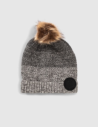Bonnet gris chiné anthracite tricot effet deep dye garçon  - IKKS