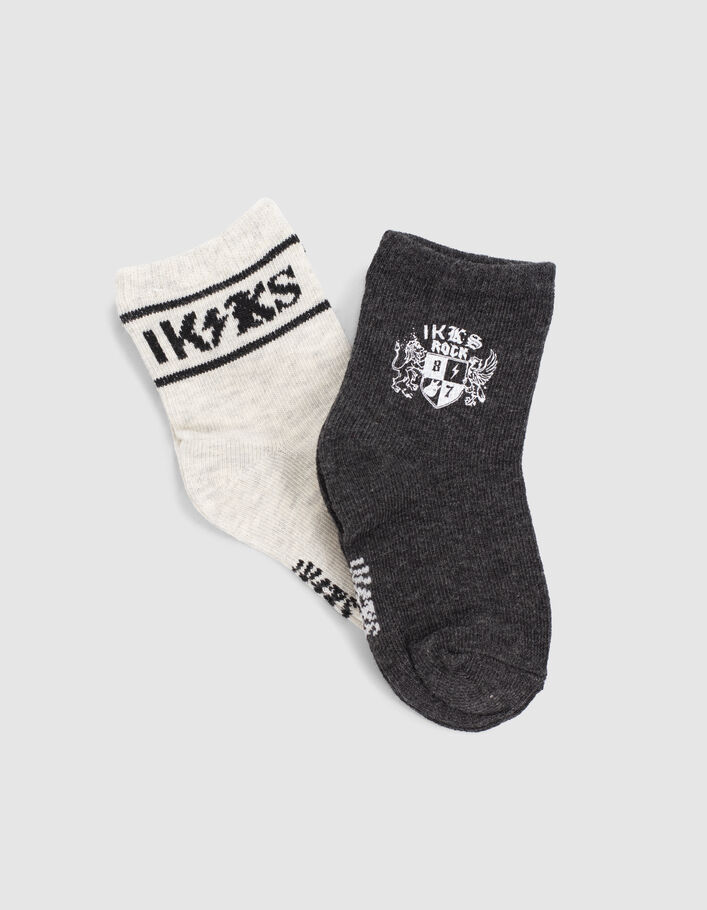 Anthrazitgraue und hellgraue Socken für Babyjungen - IKKS