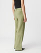 Women's green linen and cotton suit pants-4