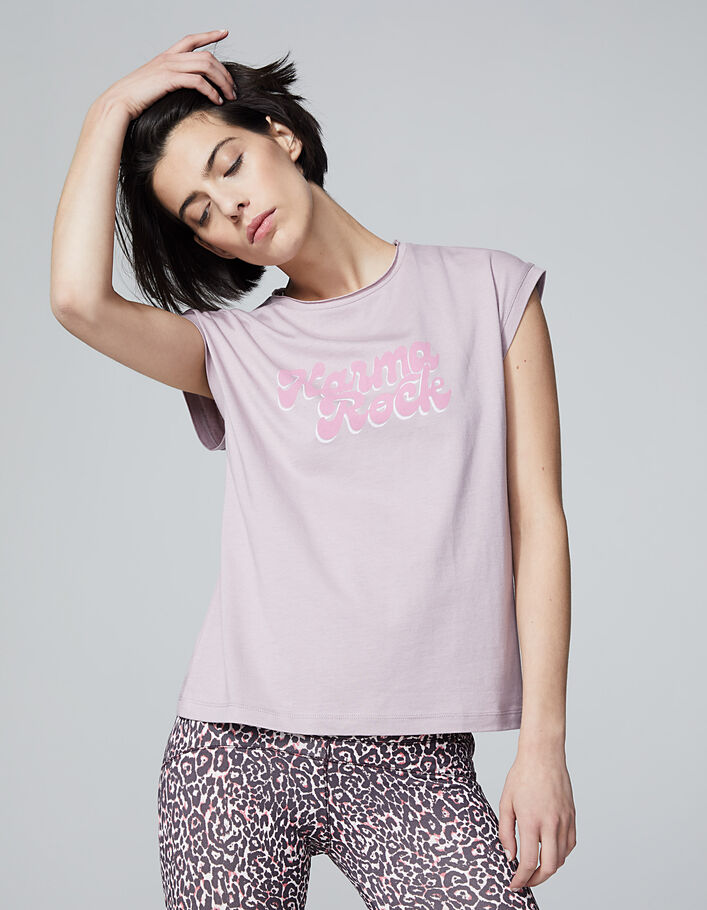 Camiseta de yoga rosa YUJ & IKKS VISUAL Karma Rock mujer - IKKS