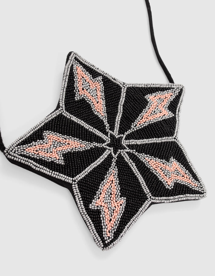 Girls’ black star-shape bag with bead embroidery - IKKS