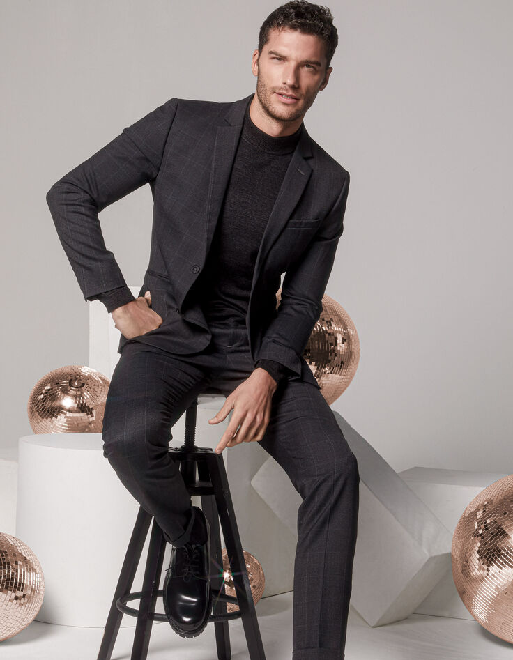 Pull maille à col cheminée anthracite Homme-6