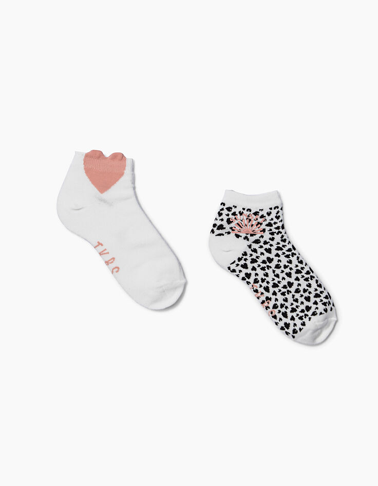 Chaussettes blanc cassé et pêche fille-1