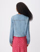 Veste en jean bleu col rond Femme-4