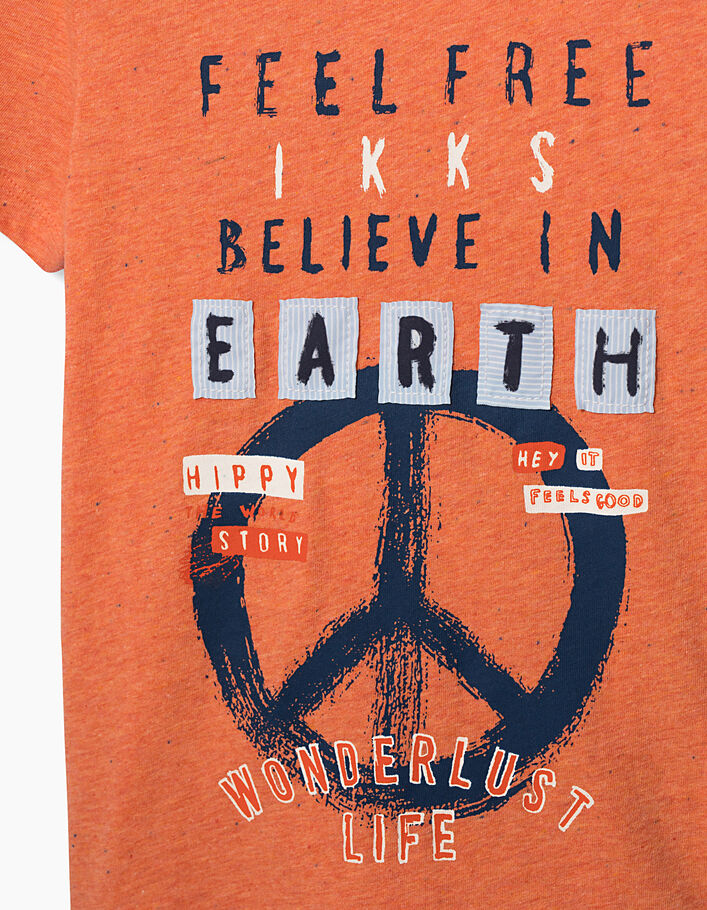 Terrakottarotes Jungen-T-Shirt Peace&Love - IKKS