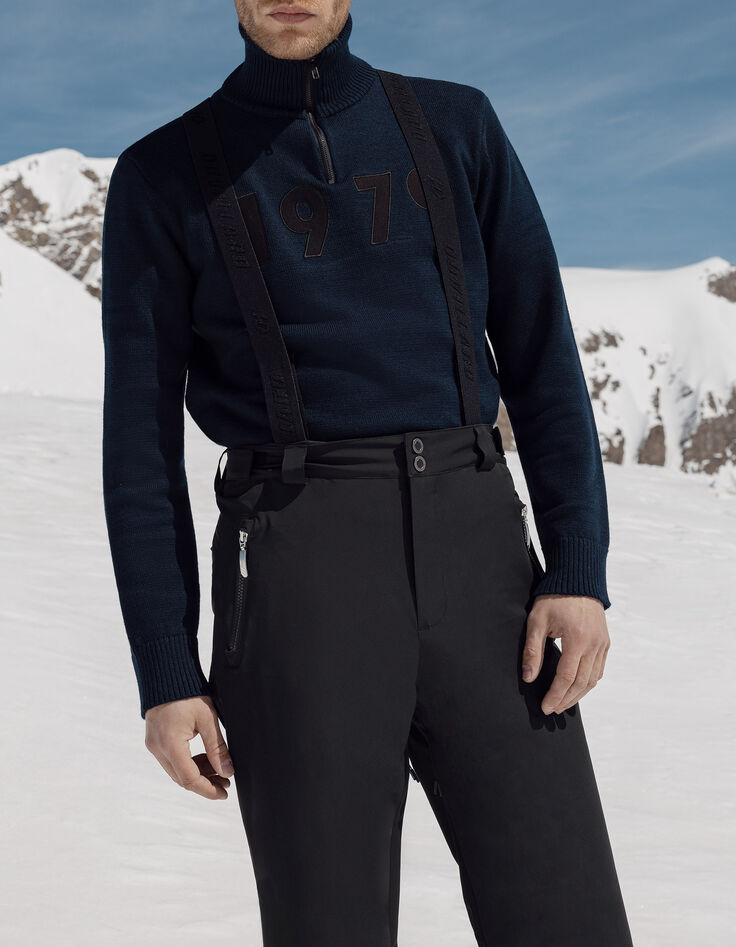 Men&rsquo;s navy knit IKKS x DUVILLARD zip-neck sweater-7