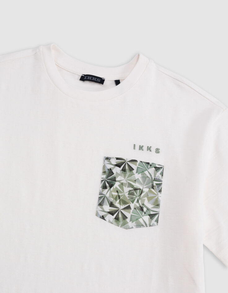 Camiseta blanca algodón bolsillo tejido Liberty niño-2