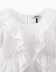 Girls' off-white dotted Swiss-style textured dress-4