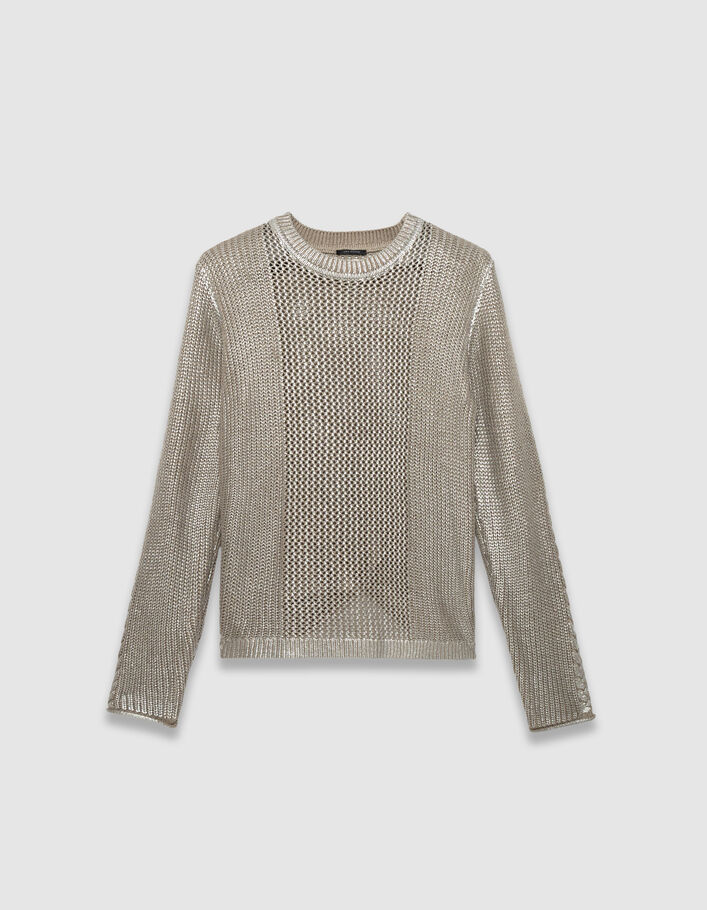 Pull beige tricot fantaisie enduit argent Femme IKKS