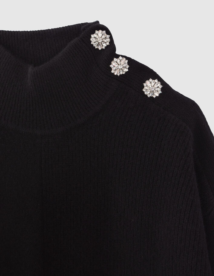 Boutons Strass Pull Femme Avec Strass Pull Noir En Tricot à