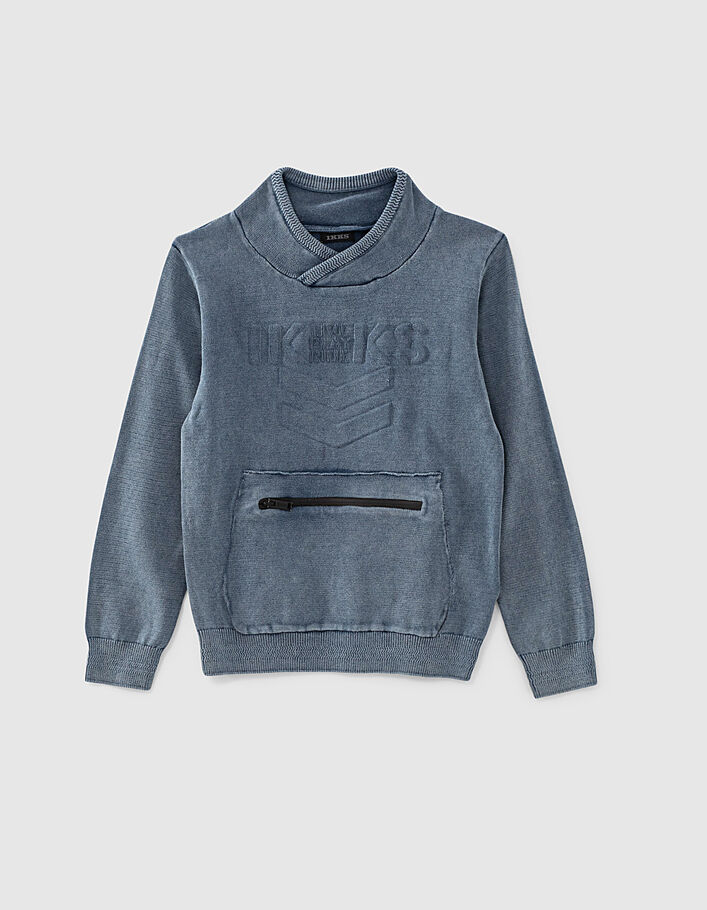 Boys’ storm sweater with zipped pocket & texture lettering - IKKS