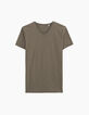 Men’s khaki Essential V-neck T-shirt-1