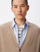 Cardigan beige tricot boutonn&eacute; encolure V Homme-6