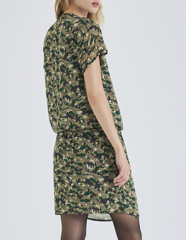 Women’s lichen dress with green camouflage print-3