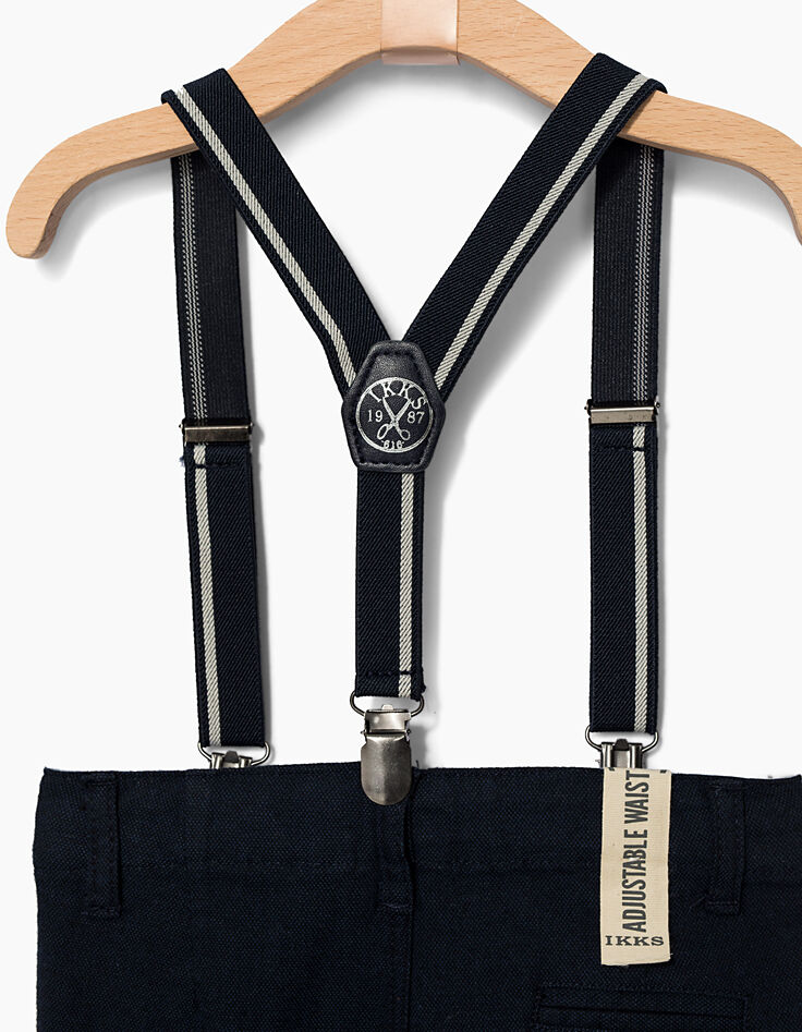 Pantalon de costume navy bretelles bébé garçon-3