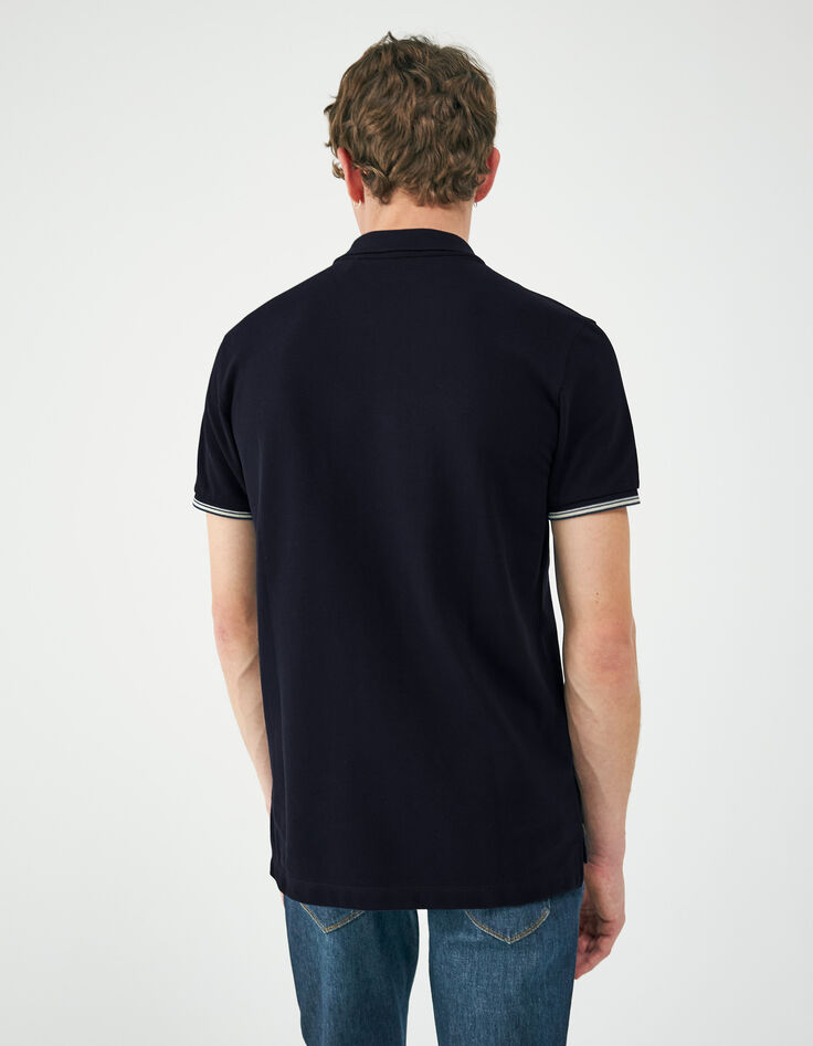Polo marine à manches courtes avec rayures Homme-3