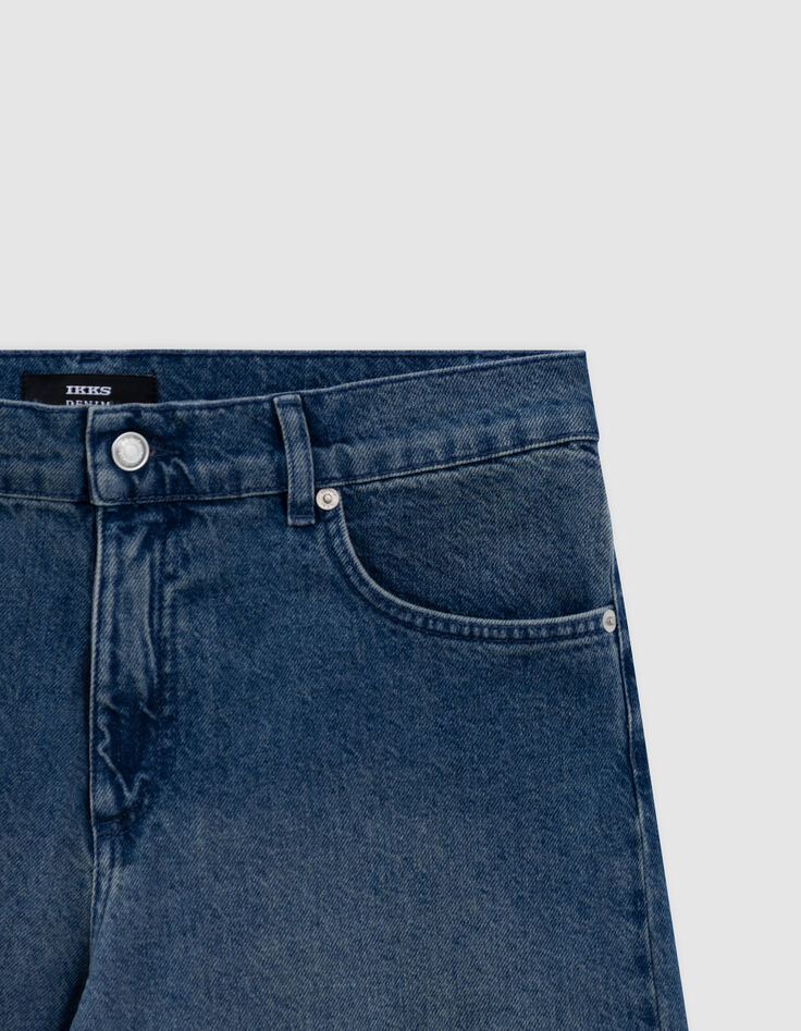 Jean wide leg cropped bleu Femme-4