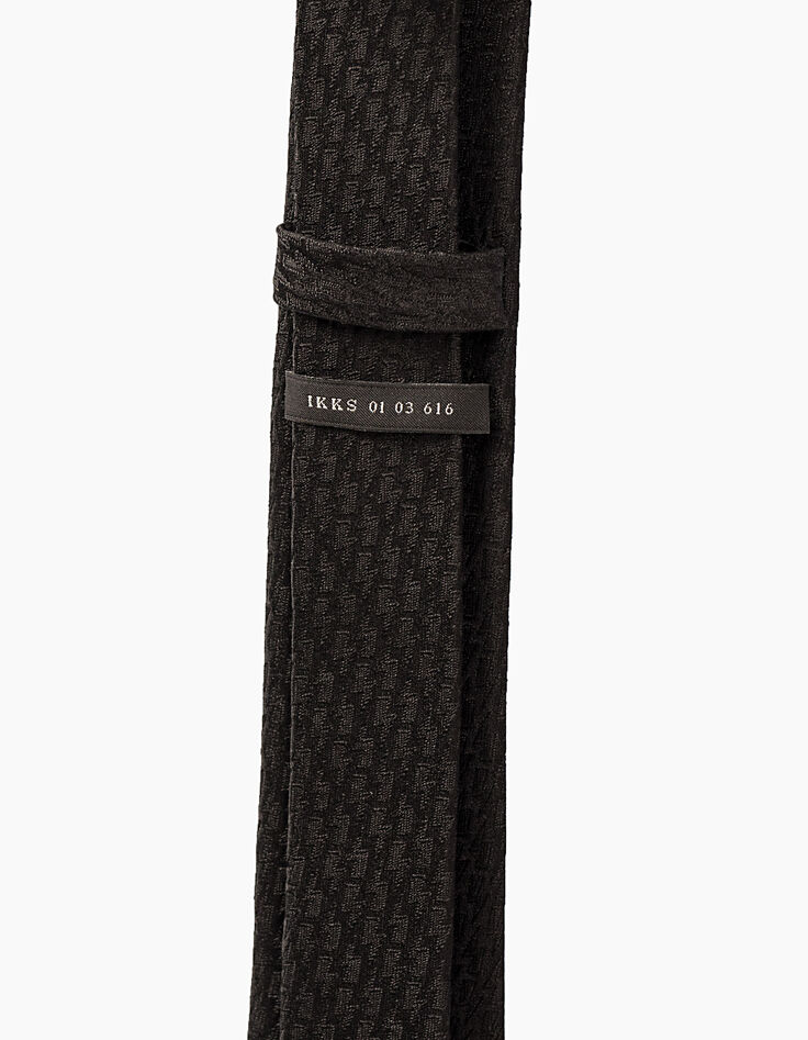 Cravate noire en soie à motifs éclairs Homme -3