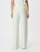 Pantalon de tailleur vert mix lin coton Femme-3