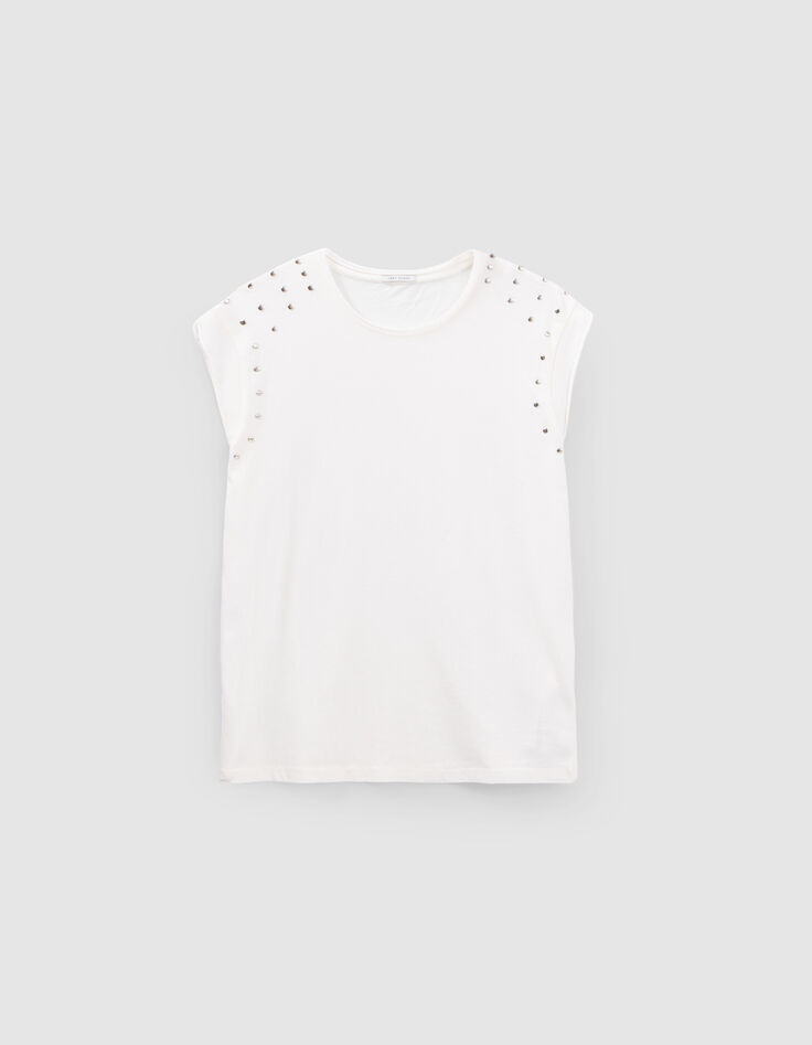 Camiseta blanco loose tachuelas mujer-4