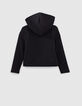Cardigan noir molleton &agrave; capuche fille-3