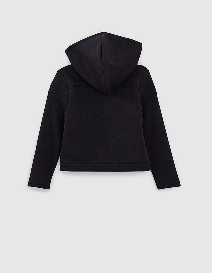 Cardigan noir molleton &agrave; capuche fille-3