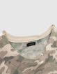 Girls’ khaki glittery camouflage motif knit sweater-3
