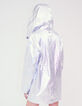 Parka argentée en coton enduit à capuche amovible Femme-4