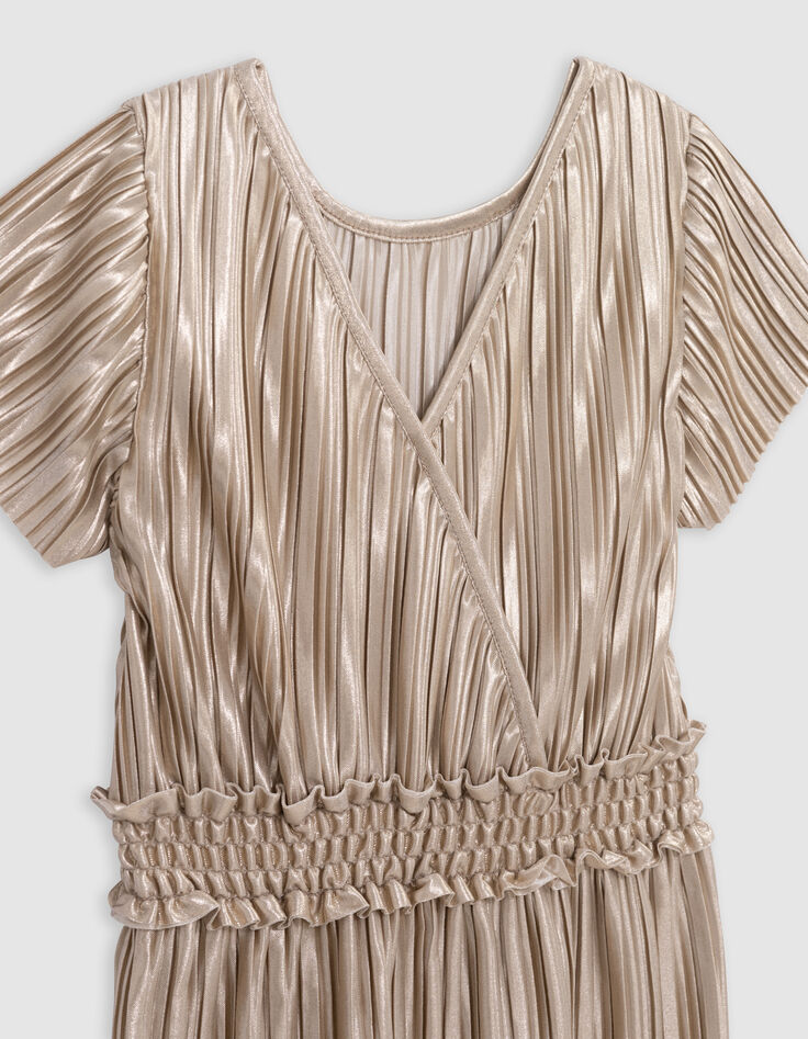 Robe longue dorée plissée fille-5