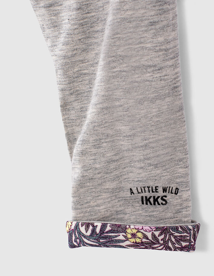 Baby girls' grey and plant print reversible leggings - IKKS