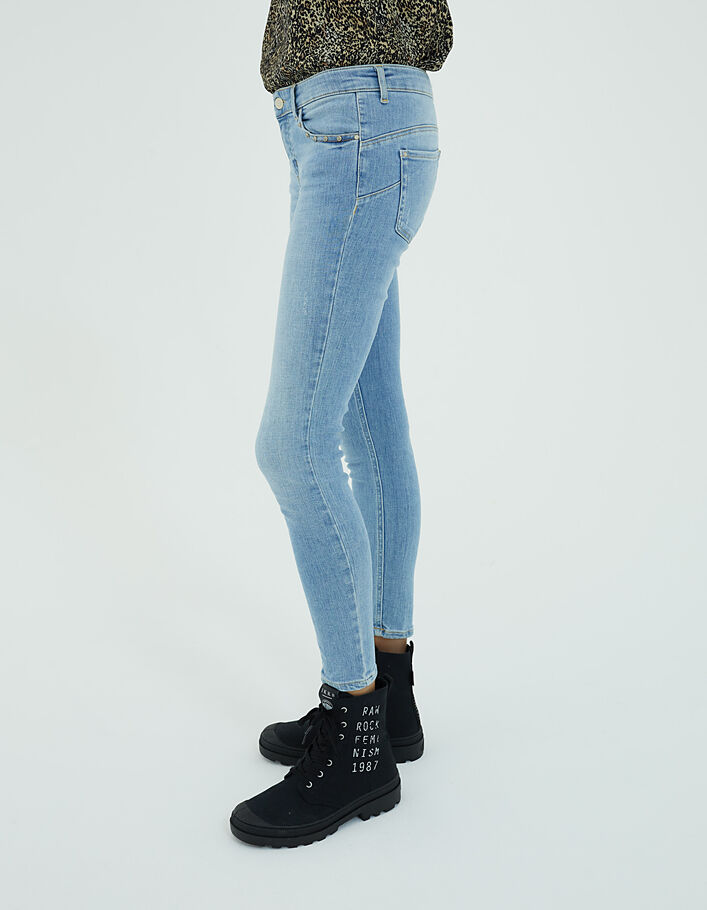 Jean slim taille basse bleu ciel, coupe sculpt up femme-4