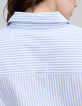 Chemise bleue ray&eacute;e blanche Femme-5