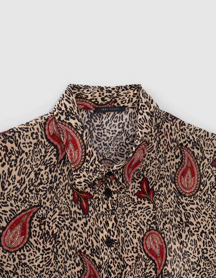 Women’s ecru recycled paisley leopard print shirt-5 Women’s ecru recycled paisley leopard print shirt-5