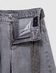 Wide grey jeans with removable printed belt for girl-4