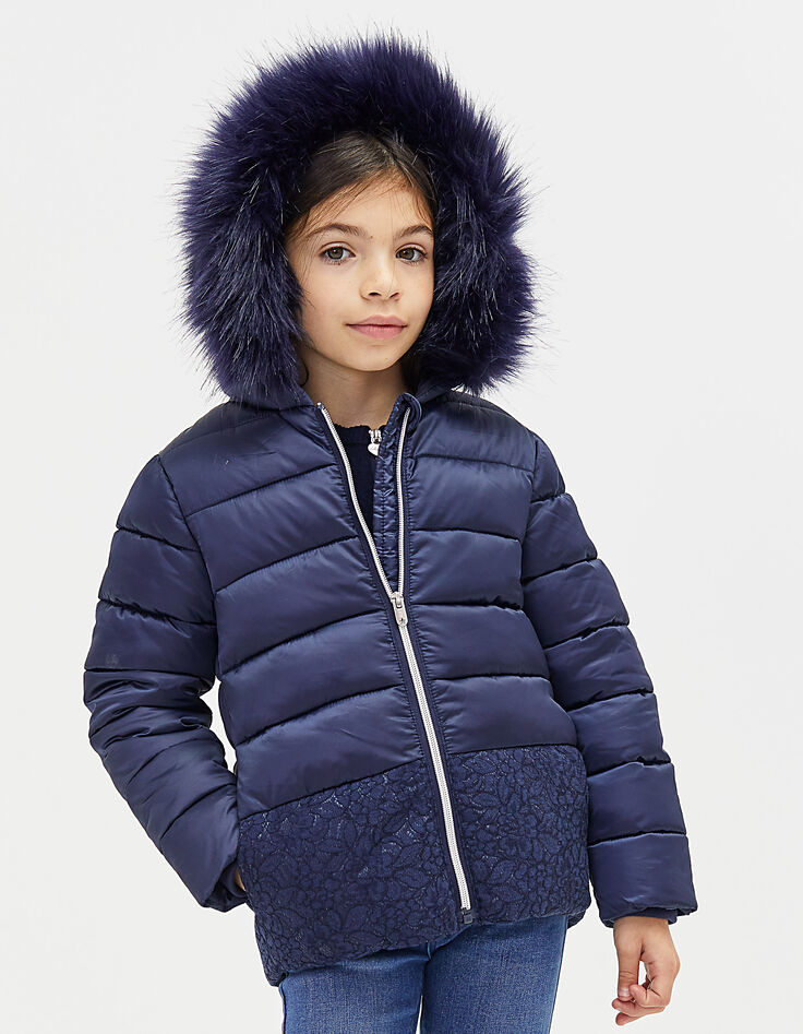 Doudoune navy avec dentelle navy fille-1