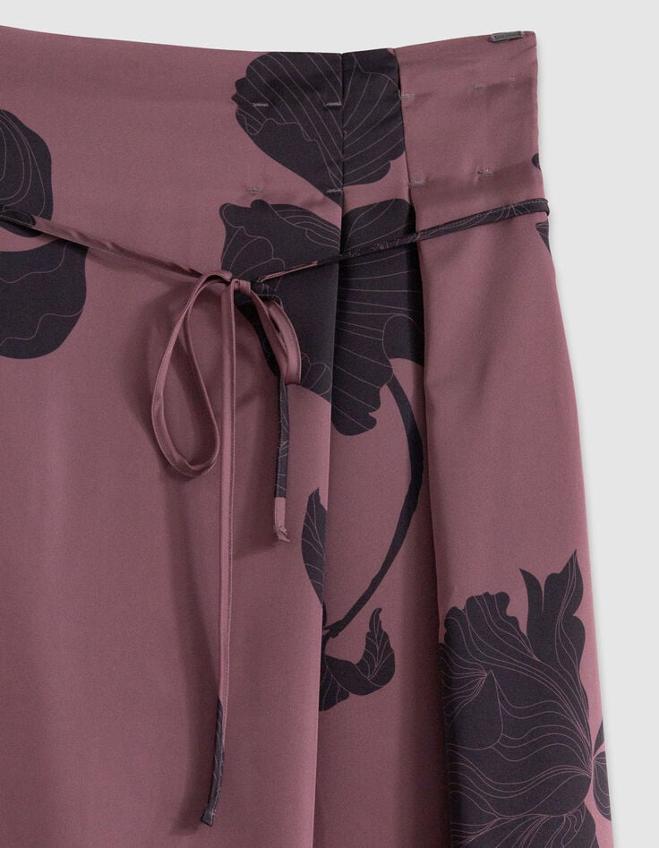 Women's burgundy floral maxi midi skirt-2