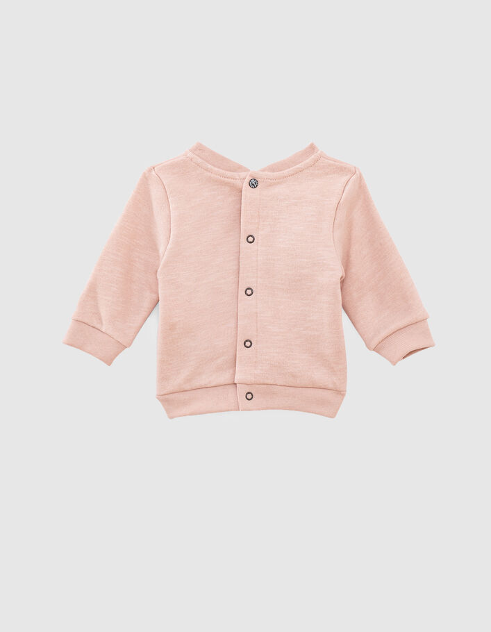 Sudadera rosa pálido bordado skull de felpa bio bebé-2