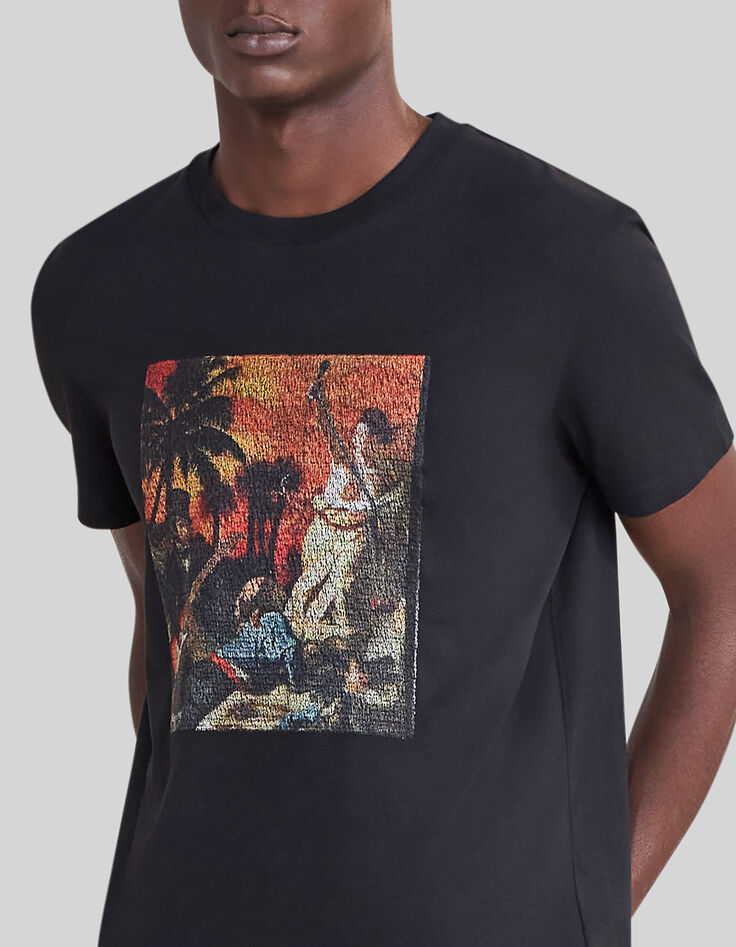 Schwarzes Herren-T-Shirt mit Arty-Rock-Stickerei-4