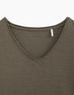 Men’s khaki Essential V-neck T-shirt-3