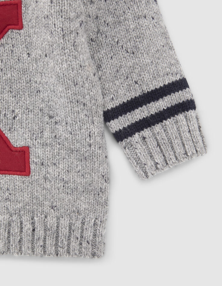 Jersey gris jaspeado punto con maxi bordados bebé niño-5