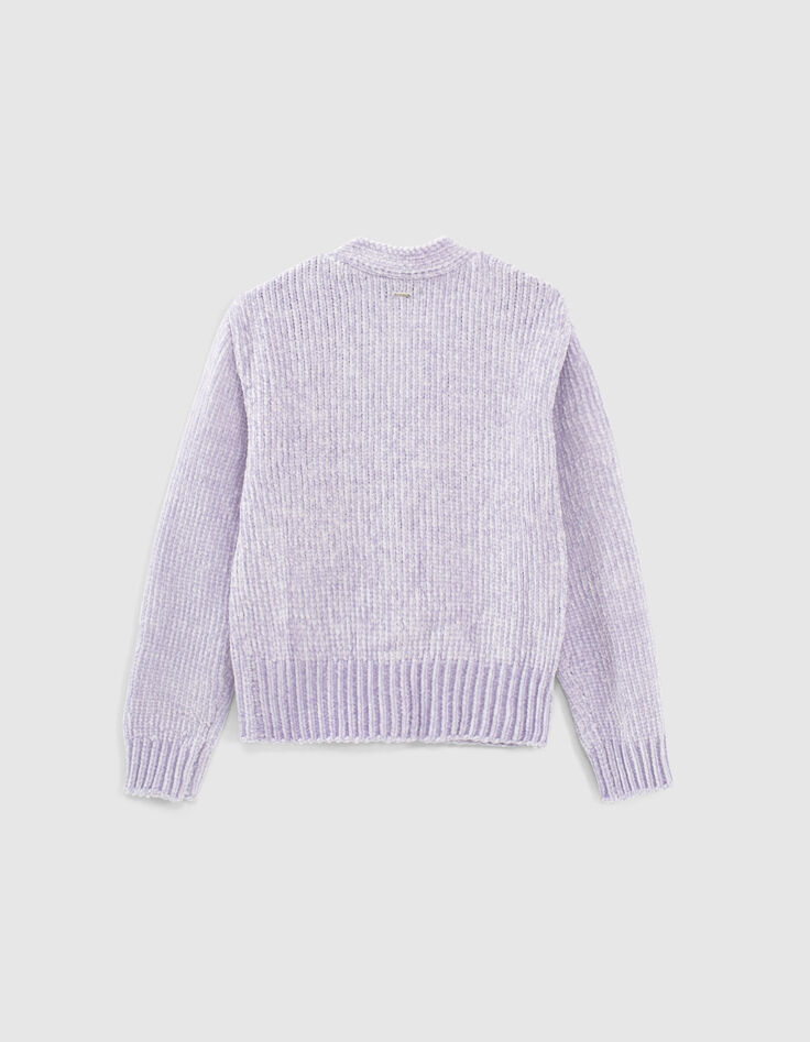 Lila vest chenilletricot meisjes -4