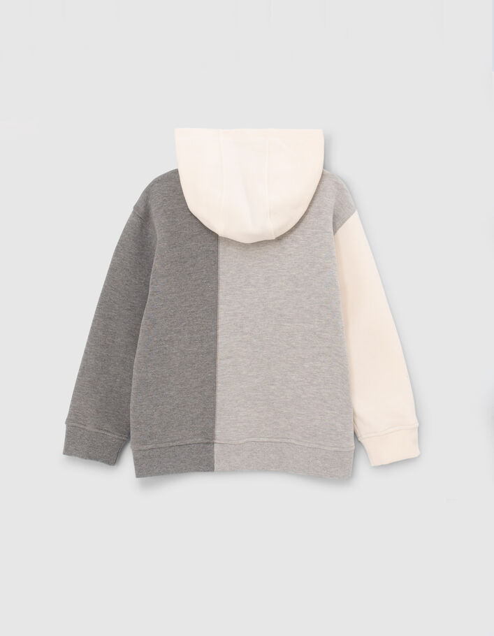 Jungen-Sweatshirt grau und creme, zugeschnittene Motive - IKKS