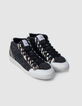 Baskets noires micro sequins et cuir motif zèbre Femme-2