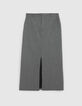Pure Edition-Lange zwarte faux-uni rok Dames-6