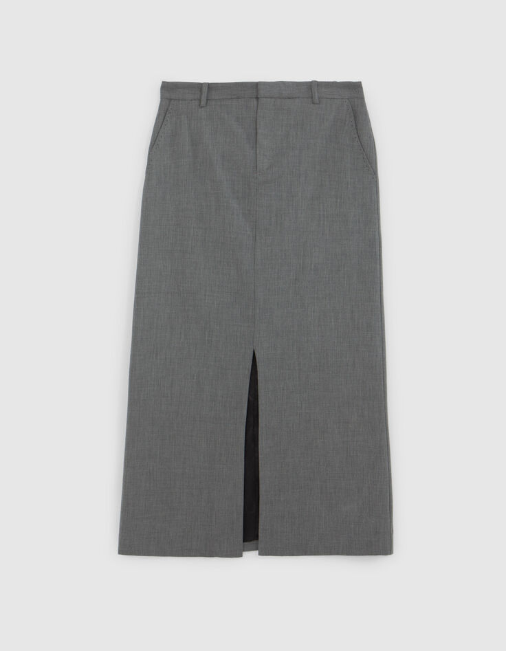 Pure Edition-Lange zwarte faux-uni rok Dames-6