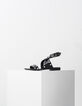 Women's black studded flat leather sandals-1