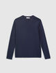 Navy Herrenpullover mit Ottoman-Struktur und V-Ausschnitt-4