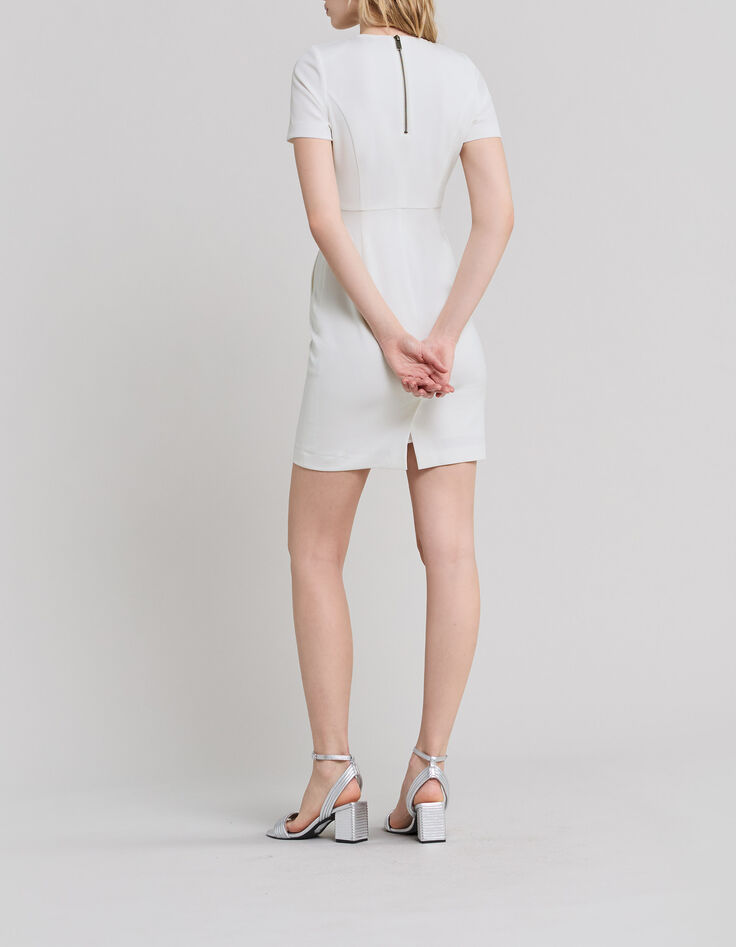 Robe crayon blanc cass&eacute; avec plis Femme-8